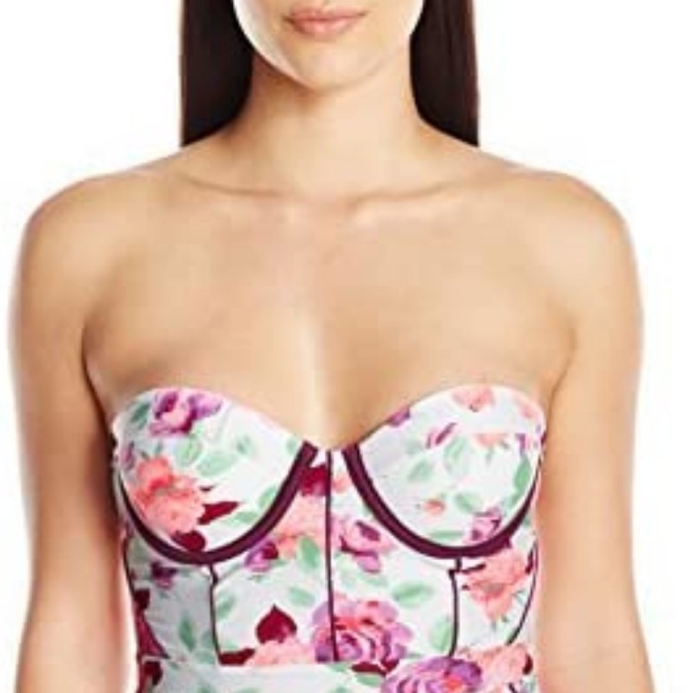 Betsy Johnson Bustier Style Floral Bathing Suit Top NWOT